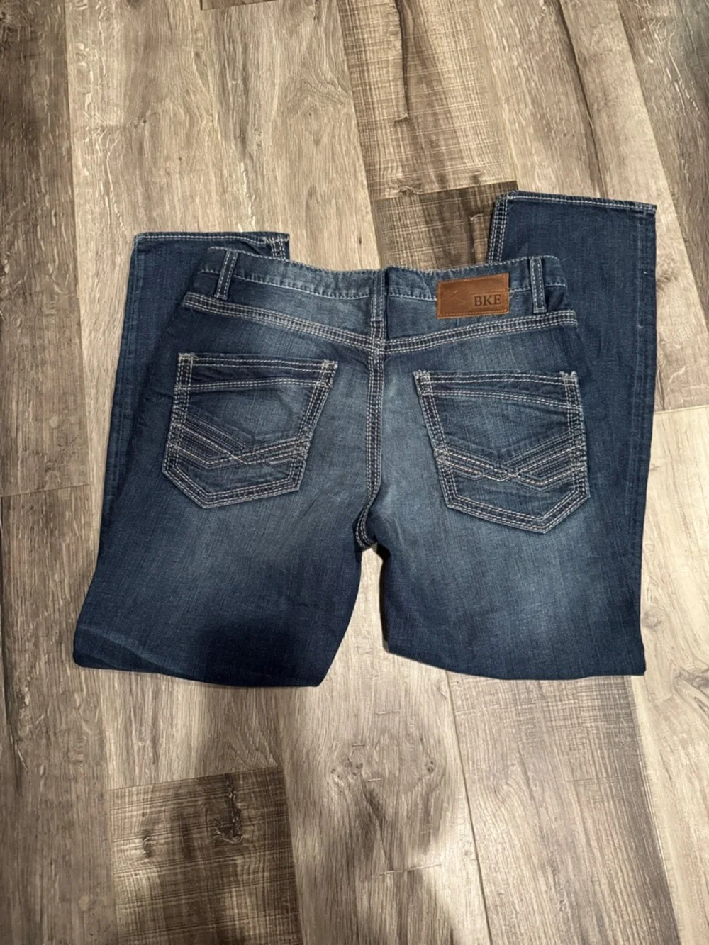 BKE DENIM JAKE SKINNY 34S Men’s Straight Jeans in Deep Blue Wash - Picture 3 of 4